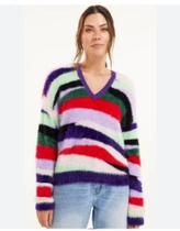 Blusa feminina pelinho sintético estampado colorido - Tamanho 38 Blusa feminina pelinho sintético estampado colorido - Tamanho 38