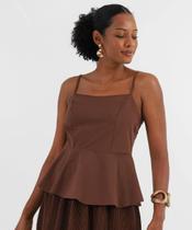 Blusa Feminina Peplum Alças Finas Marisa Marrom