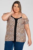 Blusa Feminina Plus Size Alça c/ Regulagem Malha Suede Sublimada - Serena