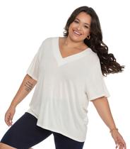 Blusa Feminina Plus Size Básica Secret Glam Bege