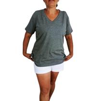 Blusa Feminina Plus Size Blusinha Soltinha Manga Curta Gola V