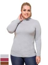 Blusa Feminina Plus Size Cacharrel Gola Rolê Mirasul Malha Flamê Confortável Blusa Feminina Plus Size Cacharrel Gola Rolê Mirasul Malha Flamê Confortável