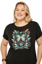 Blusa Feminina Plus Size Camiseta Tshirt Borboleta Moda Curve Blusa Feminina Plus Size Camiseta Tshirt Borboleta Moda Curve