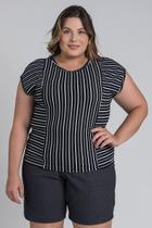 Blusa Feminina Plus Size Canelada Listrado - Cereja Rosa