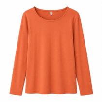 Blusa Feminina Plus Size Cativa Manga Longa Algodão com Elastano Básica Confortável Cor:TerracotaTamanho:G1 Blusa Feminina Plus Size Cativa Manga Longa Algodão com Elastano Básica Confortável Cor:TerracotaTamanho:G1