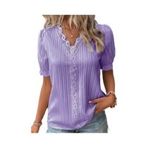 Blusa Feminina plus Size Com Decote V E Manga Vazada, Top Solto E Moderno Para O Verão