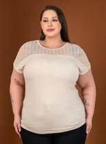 Blusa Feminina Plus Size com Renda nos Ombros Feminina Tam. G1 ao G5 em Viscolycra Cores Verão Blusa Feminina Plus Size com Renda nos Ombros Feminina Tam. G1 ao G5 em Viscolycra Cores Verão
