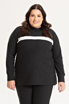 Blusa Feminina Plus Size Confort Ribana Milano C/ Faixa Contrastantes - Serena Blusa Feminina Plus Size Confort Ribana Milano C/ Faixa Contrastantes - Serena