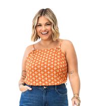 Blusa Feminina Plus Size De Alça Secret Glam Laranja