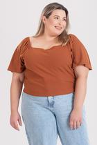 Blusa Feminina Plus Size Decote Quadrado Mangas Godê - Serena Blusa Feminina Plus Size Decote Quadrado Mangas Godê - Serena