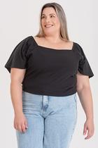 Blusa Feminina Plus Size Decote Quadrado Mangas Godê - Serena
