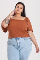 Blusa Feminina Plus Size Decote Quadrado Mangas Godê - Serena Blusa Feminina Plus Size Decote Quadrado Mangas Godê - Serena