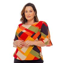 Blusa Feminina Plus Size Elegante Fresquinha Manga Curta