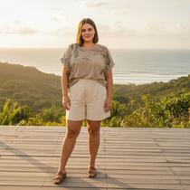 Blusa Feminina Plus Size em Viscose com Estampa Deixe Fluir Cereja Rosa Blusa Feminina Plus Size em Viscose com Estampa Deixe Fluir Cereja Rosa