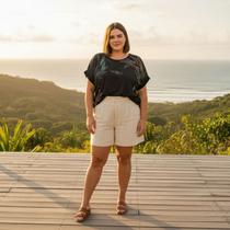 Blusa Feminina Plus Size em Viscose com Estampa Deixe Fluir Cereja Rosa Blusa Feminina Plus Size em Viscose com Estampa Deixe Fluir Cereja Rosa