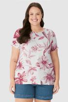 Blusa Feminina Plus Size Estampa Floral Manga Curta em Viscose Stretch - Malwee