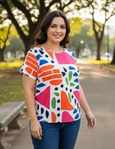 Blusa Feminina Plus Size Estampa Lúdica Blusa Feminina Plus Size Estampa Lúdica