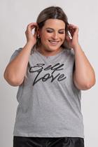 Blusa Feminina Plus Size Estampa "Self Love" - Cereja Rosa