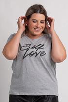 Blusa Feminina Plus Size Estampa "Self Love" - Cereja Rosa Blusa Feminina Plus Size Estampa "Self Love" - Cereja Rosa