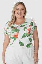 Blusa Feminina Plus Size Estampada Barra Mullet em Viscose Stretch - Conforto e Estilo