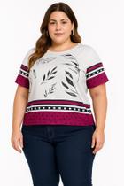 Blusa Feminina Plus Size Estampada Fúcsia Miravest Manga Curta