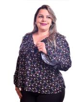 Blusa Feminina Plus Size Estampada Manga Flare