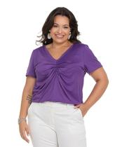 Blusa Feminina Plus Size Franzida Secret Glam Roxo