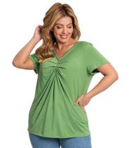 Blusa Feminina Plus Size Franzida Secret Glam Verde