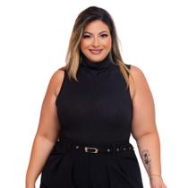 Blusa Feminina Plus Size Gola Alta Canelada 0492