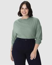Blusa Feminina Plus Size Gola Dobrada Cava Deslocada Em Malha Térmica
