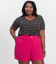 Blusa Feminina Plus Size Gola V Secret Glam Preto Blusa Feminina Plus Size Gola V Secret Glam Preto