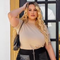 Blusa Feminina Plus Size Lisa Camiseta Tshirt Gola Alta Manga Curta Verão 100% Algodão Blusa Feminina Plus Size Lisa Camiseta Tshirt Gola Alta Manga Curta Verão 100% Algodão