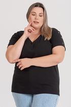 Blusa Feminina Plus Size Malha Canelada Decote V - Serena Blusa Feminina Plus Size Malha Canelada Decote V - Serena