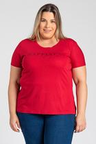 Blusa Feminina Plus Size Malha Viscose c/ Estampa "Happiness" - Serena