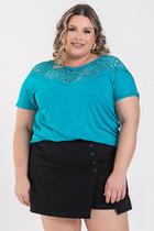 Blusa Feminina Plus Size Malha Viscose Detalhe Corte a Laser - Serena Blusa Feminina Plus Size Malha Viscose Detalhe Corte a Laser - Serena