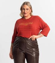 Blusa Feminina Plus Size Manga 3/4 Secret Glam Vermelho Blusa Feminina Plus Size Manga 3/4 Secret Glam Vermelho