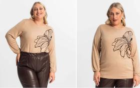 Blusa Feminina Plus Size Manga 7/8 Secret Glam S01741