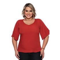 Blusa Feminina Plus Size Manga Ampla Modelo Casual Comfort