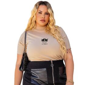 Blusa Feminina Plus Size Manga Curta Camiseta Feminina De Algodão Premiun Estampada Tamanho Extra - Snazzy Store