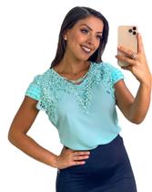 Blusa feminina plus size manga curta crepe barata g1 g2 g3