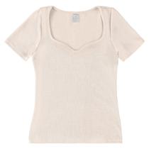 Blusa Feminina Plus Size Manga Curta Malha Ondas