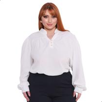 Blusa Feminina Plus Size Manga Longa Bufante Evangélica