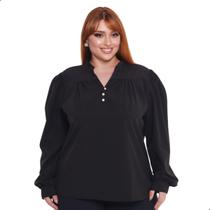 Blusa Feminina Plus Size Manga Longa Bufante Evangélica
