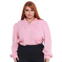 Blusa Feminina Plus Size Manga Longa Bufante Evangélica