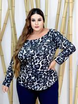 Blusa Feminina Plus Size Manga Longa Comprida do GG AO G3