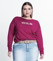 Blusa Feminina Plus Size Manga Longa Moderna