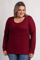 Blusa Feminina Plus Size Manga Longa Ribana Canelada 2x1 - KiBeleza