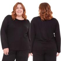 Blusa Feminina Plus Size Manga Longa Tecido Canelado Básica Confortável Segunda Pele Ribana Adulto Blusa Feminina Plus Size Manga Longa Tecido Canelado Básica Confortável Segunda Pele Ribana Adulto