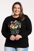 Blusa Feminina Plus Size Manga Longa Visco Estampada "Collection Fleurs" - Serena Blusa Feminina Plus Size Manga Longa Visco Estampada "Collection Fleurs" - Serena