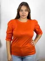 Blusa Feminina Plus Size Manguinha com Detalhe na Manga Veste Grande Gordinhas